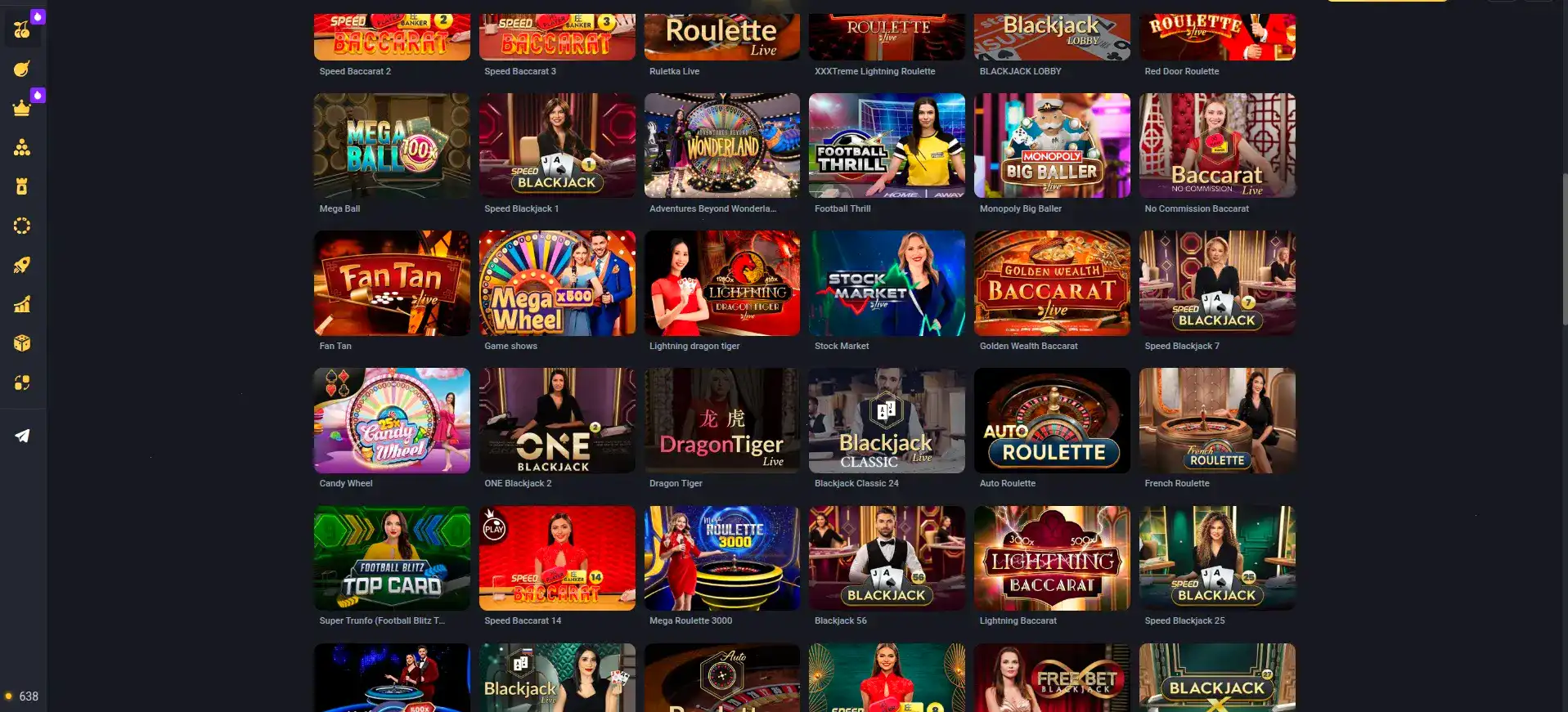 Интерфейс игрового зала Spinto казино на компьютере